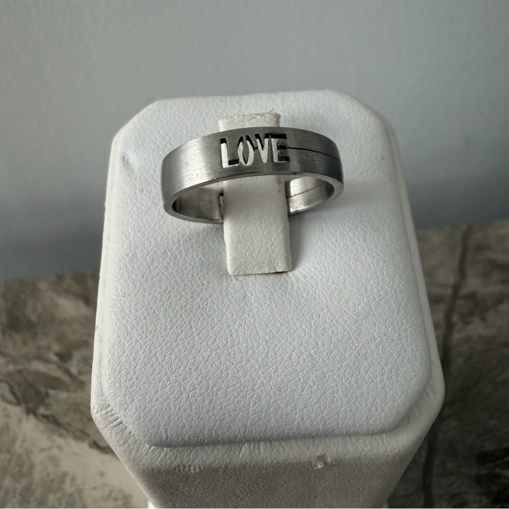 Silver Love Engraved Ring